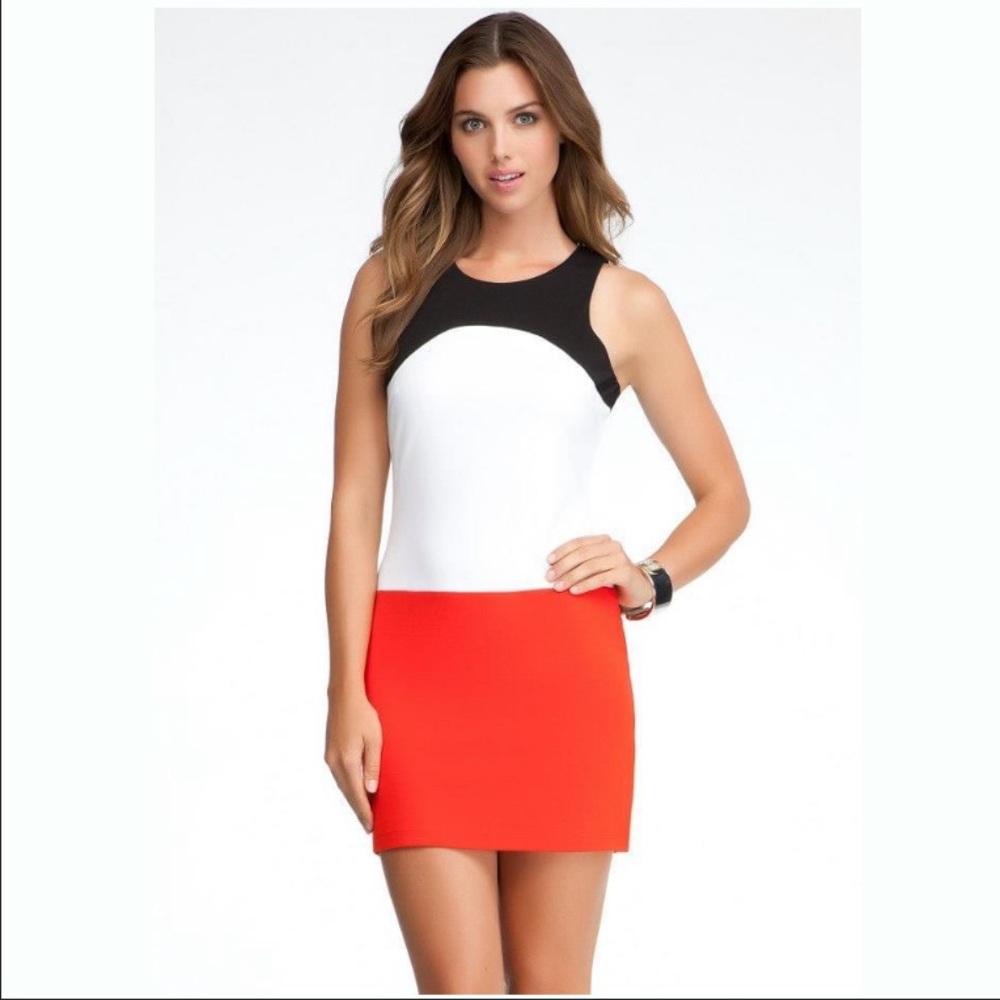 bebe "Pauline" Colorblock Short Dress